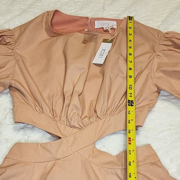 CLEARANCE! NWT Lucca Whitney Puff Sleeve Cutout Rodeo Dress, Coral, Size X-Small - Picture 8 of 13